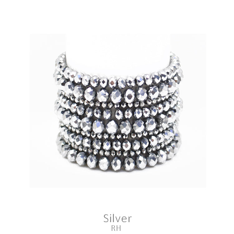 Silver Crystal 9 Piece Bracelet