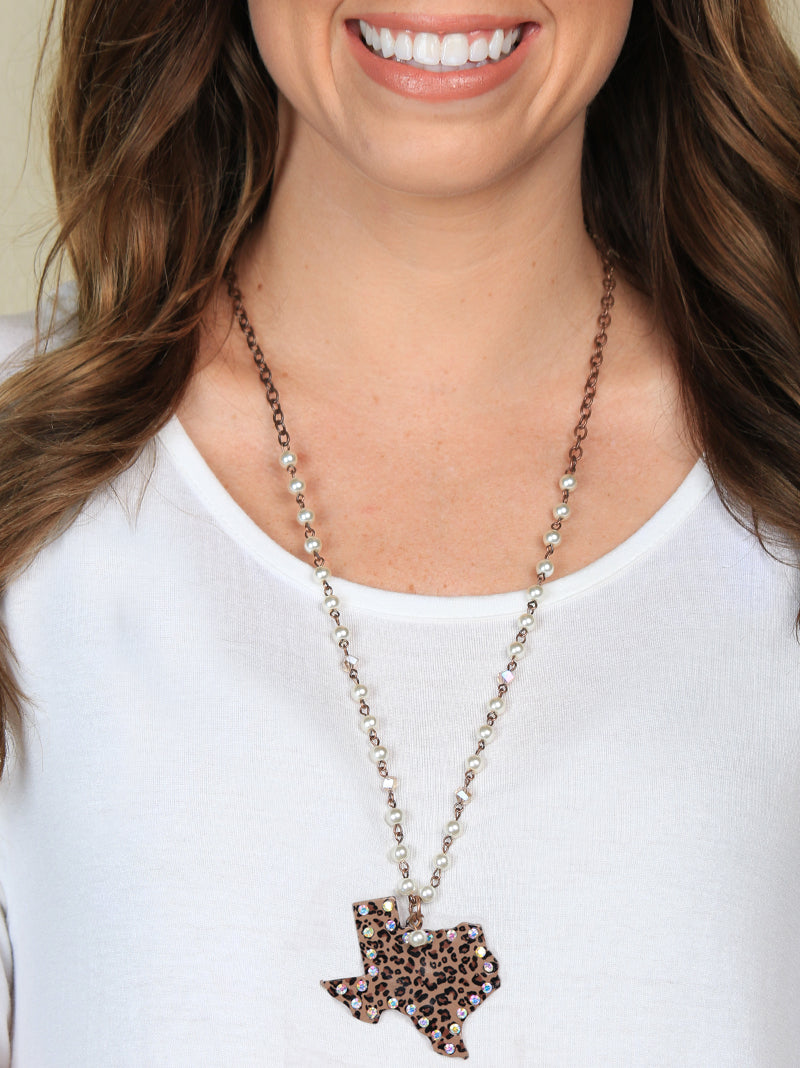 Leopard Texas Necklace w/AB Crystals